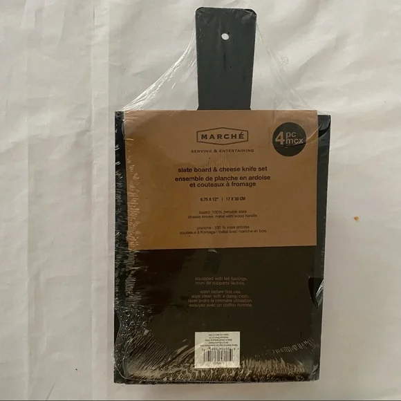 Serving & Entertaining 4 Piece Slate Board & Cheese Knife Set - Picture 4 of 7